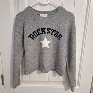 New With Tags - No Comment Girls Rockstar Gray Knit Sweater Size L 14